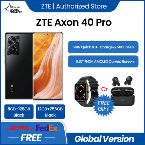 Смартфон ZTE Axon 40 Pro 5G, телефон с гибким изогнутым экраном 6,67 дюйма FHD AMOLED 144 Гц, МП, UHD 1005004524066007