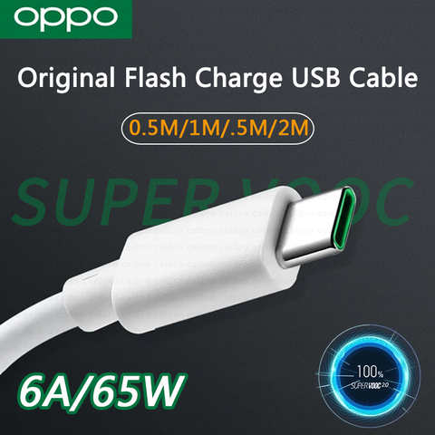 Оригинальный USB-кабель 5 А, 2 м, 65 Вт, 6 А, Тип C, зарядное устройство Super Vooc Kable для OPPO Find X3, A94, A9 Reno 6 Pro, R17, F19, Realme, флэш-зарядка 1005004541630352