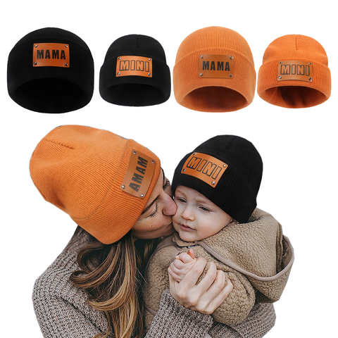 Зимние шапки для мам, детские шапки для женщин, модные кепки в стиле хип-хоп, вязаная шапка, женские теплые шапочки, облегающие шапки 1005004553516427