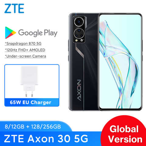 Смартфон ZTE Axon 30 глобальная версия, телефон с экраном под AMOLED, дисплей 120 Гц, Snapdragon 870, 65 Вт, быстрая зарядка, игровой телефон 1005004570749982