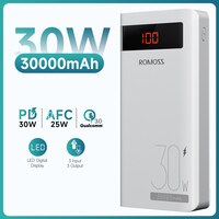 ROMOSS Power Bank PD30W быстрая зарядка портативное зарядное устройство QC SCP AFC 30000mAh внешний аккумулятор Powerbank для iPhone 13 14 pro Xiaomi 1005004600889789