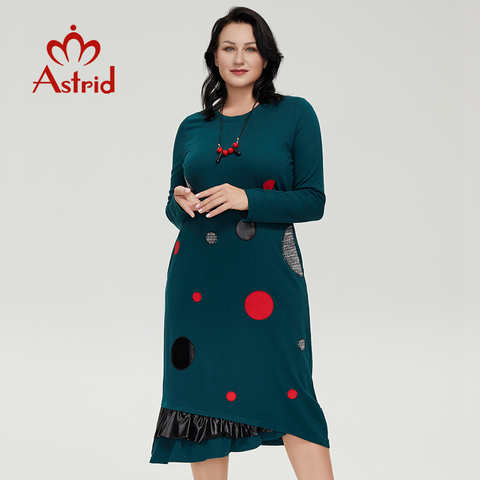 Astrid женские платья для женщин 2022 элегантное платье из хлопка больших размеров офисная круглая нашивка дизайн Длинные вечерние платья с ожерельем 1005004629217750
