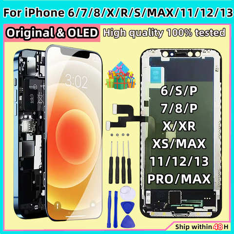 ЖК-дисплей для iPhone X XR XS MAX 11 12 13 PRO, сенсорный экран с дигитайзером в сборе, Замена для iPhone 6 S 7 8 Plus, качество AAA 1005004645918965