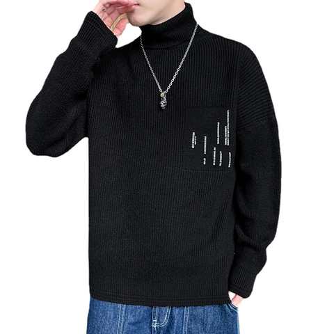 Новинка, модный мужской классический свитер с высоким воротом, высококачественные зимние теплые пуловеры с длинным рукавом, свитер 1005004737223501