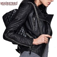 Женская куртка-бомбер MAPLESTEED, черная кожаная куртка из натуральной овечьей кожи, облегающая куртка в стиле панк, для осени, M049, 2019 1993743964