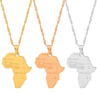 Anniyo кулон Карта Африки ожерелье для женщин и мужчин серебряный цвет/золотой цвет эфиопские ювелирные изделия оптом Африканская Карта хип-хоп Пункт #132106 2028411215
