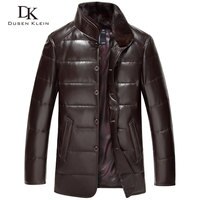 Dusen Кляйн, мужской кожаный пуховик , Роскошная натуральная кожа , высокое качество, зимняя куртка из овчины , черный/коричневый DK075 дубленка зимний костюм мужской 32279755442