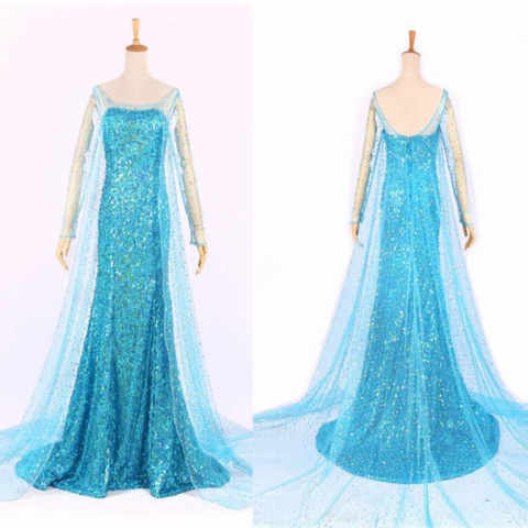 Горячая новинка сексуальное синее блестящее платье Снежной Королевы для взрослых женщин вечернее платье костюм платья бальное платье для выпускного вечера 32325429165
