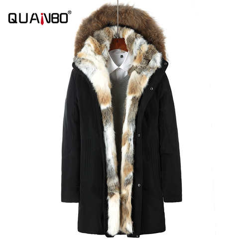 Мужская зимняя куртка с толстым капюшоном, Свободный теплый водонепроницаемый пуховик с большим воротником из меха енота для отдыха до-30 градусов, зима 2022 32506505361