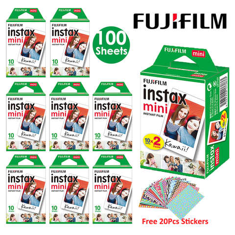 Fujifilm Instax Mini Film White 10 20 40 60 80 100 листов для FUJI Instant Photo Camera Mini 11 Mini 9 8 7s 70 + Бесплатные наклейки 32508244212