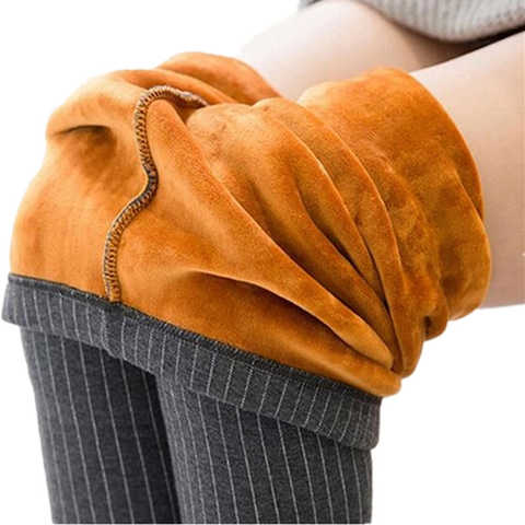 Зимние теплые брюки-карандаш, женские полосатые эластичные утепленные брюки, флисовые облегающие леггинсы, женская повседневная одежда P8126 32509206981