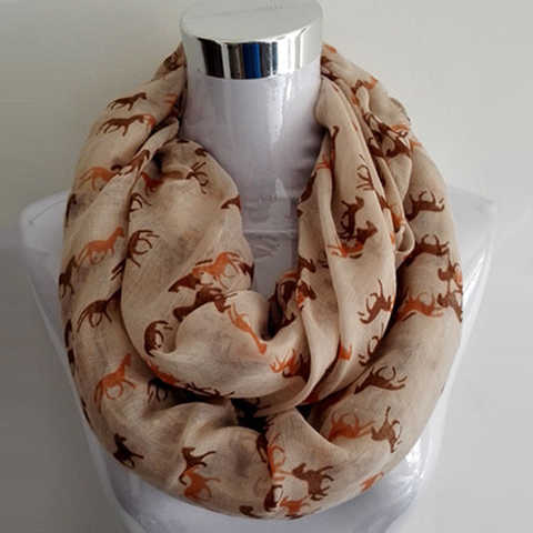 Новый модный мини-шарф бесконечности с лошадью, снуд, шарфы для бега с лошадью для женщин/дам 32521458725