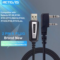 Двухконтактный USB-кабель для программирования рации для Kenwood Baofeng UV-5R UV-82 RETEVIS H777 RT22 RT15 RT81 для системы Win XP/7/8 32576737694