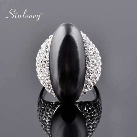 Женское Винтажное кольцо SINLEERY, кольцо серебряного цвета с большим черным опалом, размер 6, 7, 8, 9, 10, Ювелирное Украшение для свадебной вечеринки, ZD1, SSO 32594318359