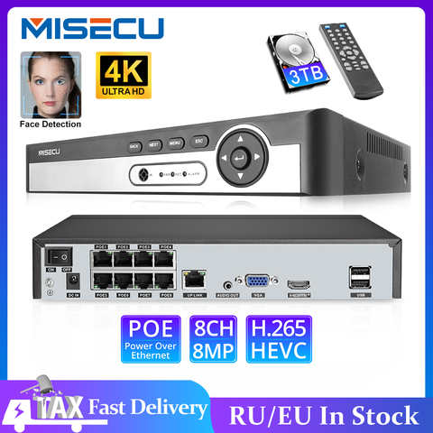 Сетевой видеорегистратор MISECU, H.265, 4 канала, 8 каналов, 1080P, 5 Мп, 8 Мп, 4K 32660989651