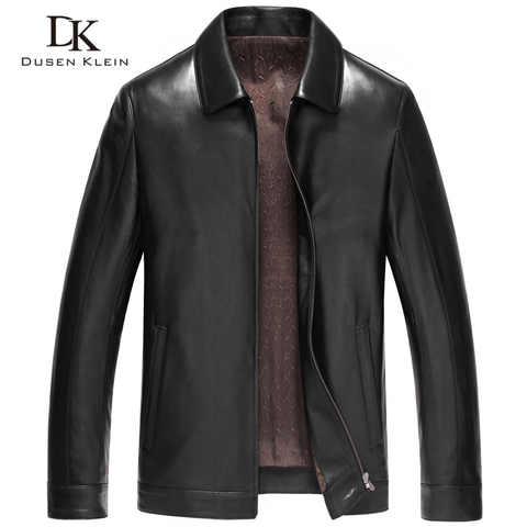 Dusen Кляйн мужская куртка из натуральной кожи Осенняя верхняя одежда черный /тонкий/Простой деловой стиль/дубленка 14Z6608 дубленка 32696339592