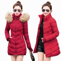 Новинка 2022, модная Длинная зимняя куртка, женское тонкое пальто, утепленная парка, хлопковая одежда, красная одежда с капюшоном для студентов 32704429987