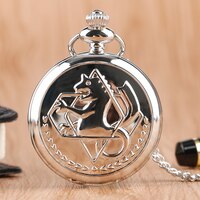 Высококачественные полностью металлические серебряные часы-Алхимик с подвеской Мужские кварцевые карманные часы японское аниме ожерелье подарок Reloj De Bolsillo 32716195030