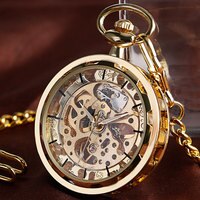 Винтажные часы, ожерелье, скелетоны в стиле стимпанк, Механические карманные часы-брелок, часы с подвеской, ручная работа, для мужчин и женщин, Подарочная цепочка 32730111545