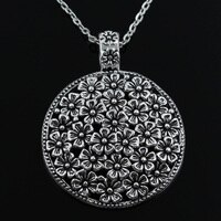 Ожерелье унисекс, с круглым крестом и подвесками в виде цветов, серебристого цвета 32745555510