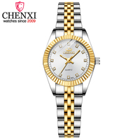 CHENXI Для женщин золотой и серебряный Классические кварцевые часы женские элегантные часы Роскошный подарок Часы дамы Водонепроницаемый наручные часы 32756823632