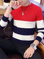 Горячая распродажа мужской свитер 2022 весна осень новый студенческий южнокорейский тонкий молодежный полосатый свитер красный и черный два цвета M-XXL 32760460364