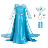 Платье принцессы Эльзы для девочек, карнавальные костюмы для косплевечерние на Хэллоуин и вечеринку, детское платье с длинным рукавом, фантастическое платье Снежной Королевы 32766115997