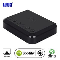 August WR320 WiFi аудиоприемник AIRPLAY + беспроводной музыкальный адаптер для iOS и Android с мнококомнатной синхронизацией. 32777037311
