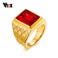 Vnox красный камень большой Кольца для Для мужчин украшений золото-цвет Нержавеющая сталь ромб Обручальные кольца 32784862685