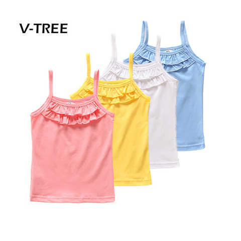 V-TREE г. Летняя футболка для девочек хлопковая футболка без рукавов для девочек, топы, футболки, верхняя одежда для малышей, дизайнерская одежда 32795010400