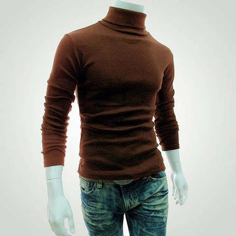 Мужской трикотажный свитер с высоким воротником, черный или белый тонкий пуловер из хлопка, одежда для весны и осени 32795657658