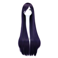 Длинный прямой парик для косплея QQXCAIW, черный, фиолетовый, черный, красный, розовый, синий, темно-коричневый, 100 см, парики из синтетических волос 32800026172