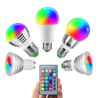 3 Вт 5 Вт 7 Вт 10 Вт RGB декоративсветодиодный светодиодсветильник лампа E27 GU10 переменный ток 110 В 220 В Светодиодная лампа с 24 клавишами дистанционного управления диммер цветсветильник 32801583293