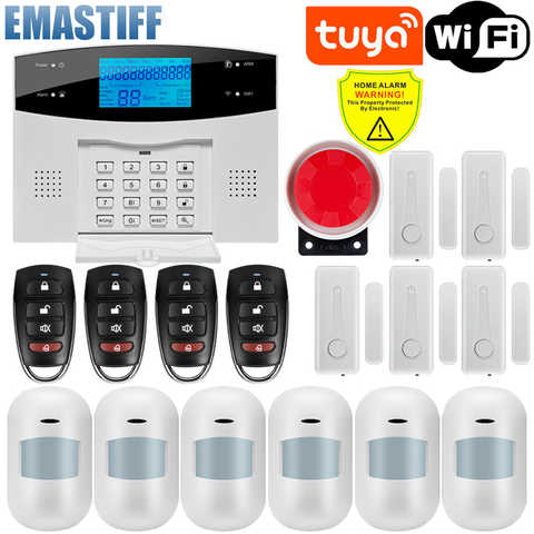 Беспроводная система домашней сигнализации, Wi-Fi, GSM, для приложения Tuya Smart Life, с датчиком движения, совместима с Alexa и Google 32801774925