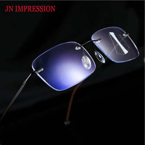 Титановые безободковые Мультифокальные Прогрессивные очки для чтения для мужчин с защитой от синего света в металлической оправе пресбиопические очки для женщин и мужчин ссветильник 2,0 32804610220