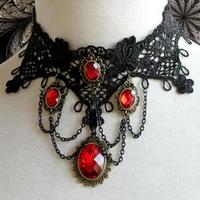 Викторианский готический Хэллоуин красные стразы талисманы вампир Макси ожерелье колье модное коктейльное вечервечерние платье ювелирные изделия 32804834132
