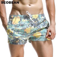 SEOBEAN летние горячие короткие мужские шорты для доски с рисунком в виде листьев кокоса, морские пляжные мужские шорты, мужские быстросохнущие шорты, плавки 32807393120
