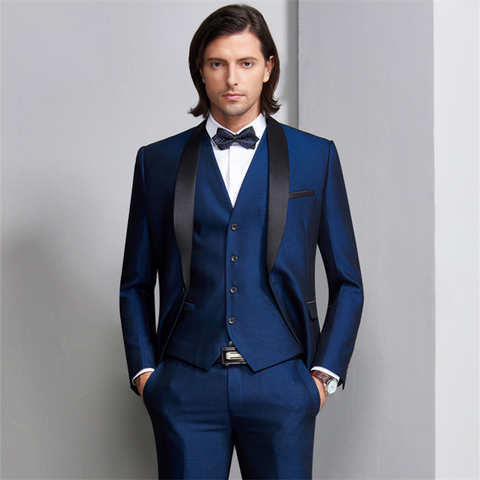 Plyesxale мужской костюм 2022 свадебные костюмы для мужчин воротник шаль 3 штуки приталенный бордовый костюм мужской Королевский синий смокинг куртка Q83 32807625696