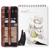Профессиональный набор инструментов для рисования и эскизов Marco, 29 шт., с графитовыми карандашами, угольными карандашами, стираемой ручкой для бумаги, ножом для рукоделия 32810122376