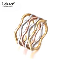 Женское кольцо Lokaer, многослойное обручальное кольцо из титановой стали в форме волны разных цветов, R17055 32813397085