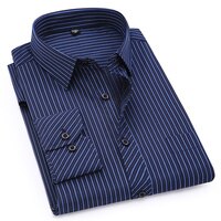 Большие размеры 8XL 7XL 6XL 5XL 4XL приталенная мужская деловая Повседневная рубашка с длинными рукавами Классическая полосатая мужская рубашка 32814519415