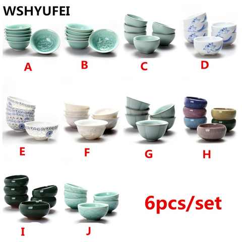 6 комплектов китайских керамических чашек, стандартный синий и белый чайник, маленькая фарфоровая чашка, чайная чашка, аксессуары для чая, посуда для напитков 32819779341