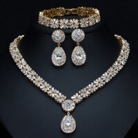 CWWZircons эксклюзивный Дубай золотая пластина ювелирные изделия роскошный кубический цирконий ожерелье серьги браслет вечерние набор украшений для женщин T053 32820904017