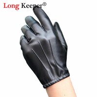 Перчатки Long Keeper из искусственной кожи мужские, модные тонкие митенки с пальцами для вождения, Нескользящие, с сенсорным экраном 32822091708