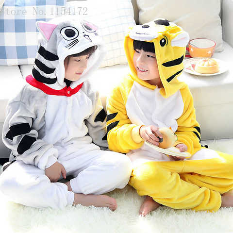 Кигуруми одежда тигр животные пижамы Кот костюмы унисекс детская одежда для мальчиков девочек фланелевая одежда для сна халат комбинезон Пижама 32822753813