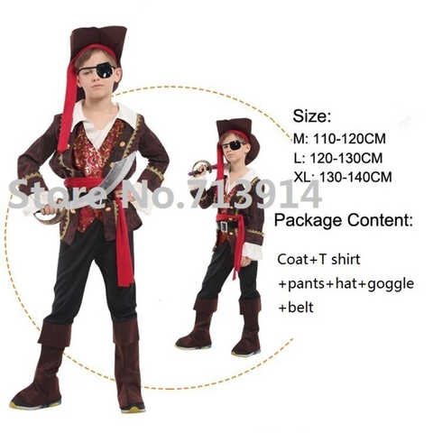 Маскарадное платье карнавальный костюм «Пираты Карибского моря» Джек костюм Джека Воробья рождественские костюмы на Хэллоуин для мальчиков и девочек 32823618743
