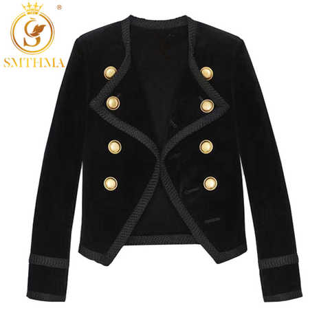 Женский бархатный пиджак, дизайнерский женский пиджак с двумя рядами пуговиц SMTHMA, размеры S–XL, 2019 32827465052