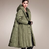Зимнее модное пальто на 90% утином пуху, модная накидка большого размера с капюшоном, стильный длинный пуховик, женское свободное плотное теплое пальто Wj1307 32830997998