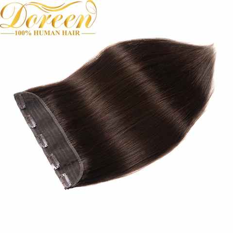 Doreen 100 г 120 г блонд коричневый бразильский машинное изготовление Remy клип в одном кусок человеческих волос для наращивания 16-22 дюйма 32831502666
