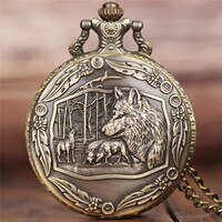 Часы карманные унисекс, бронзовые, с подвеской в виде дикого волка 32832879556
